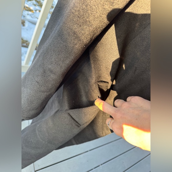 Escalier Black Wool Belted Coat with Genuine Fox Fur Collar Women’s Large Luxury - Picture 5 of 12